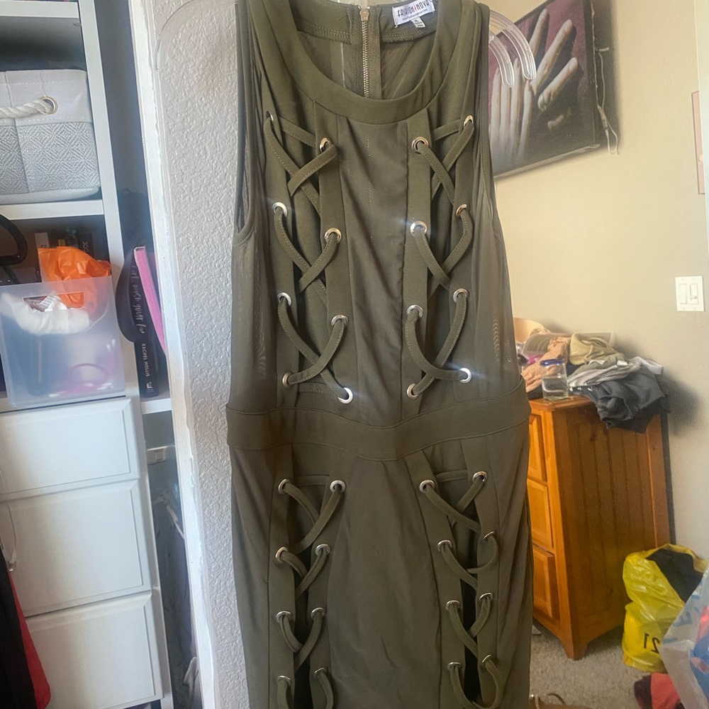 Olive green fashion nova dress